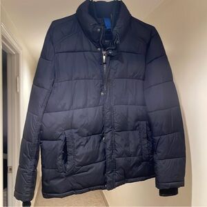 Andrew Marc Black Puffer Jacket with Stand-Up Collar